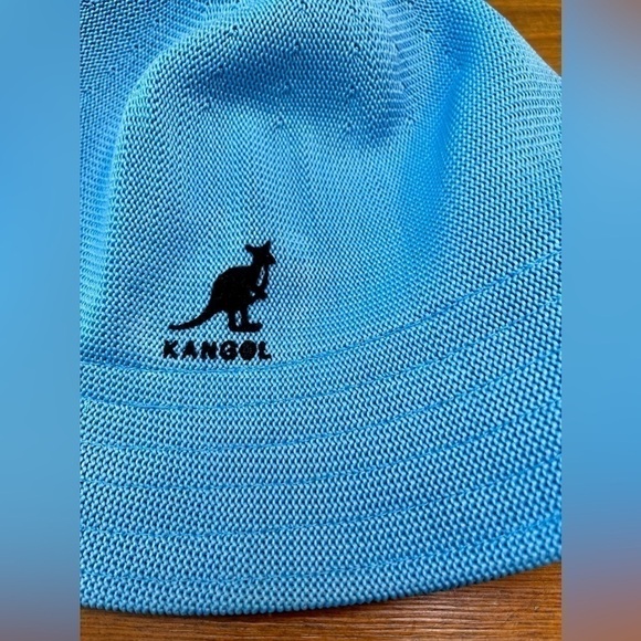KANGOL Woven Bucket Hat | Med Blue | Felt Kangaroo/Logo - Picture 1 of 4
